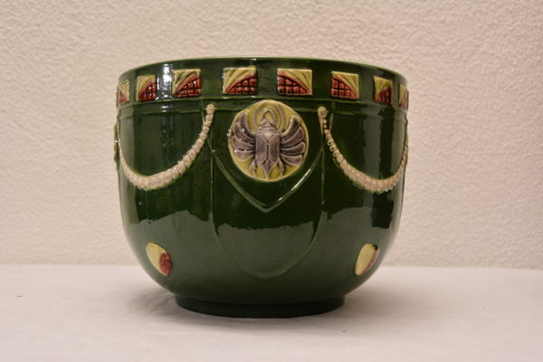 Cachepot in ceramica con decoro a scarabei